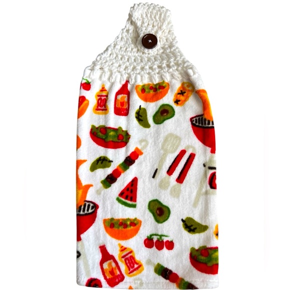 Hand Crafted Other - HAND CRAFTED Colorful Crocheted Top Summer BBQ Hanging Kitchen Hand Towel